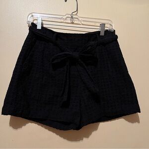 A New Day High Waisted Eyelet Belted Shorts Black Size 8